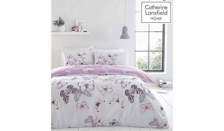 Catherine Lansfield Scatter Butterfly Duvet Cover Set - Double - Heather