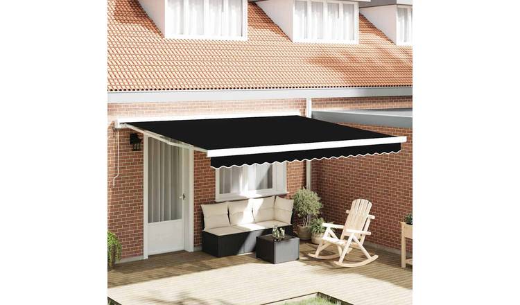 Walplus Polyester Awning Replacement Fabric - Black - 400 x 300 cm - 4 x 3 cm