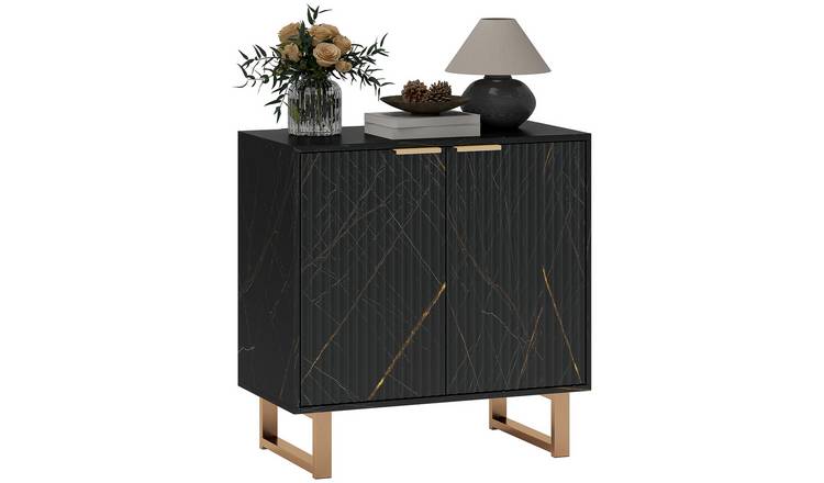 HOMCOM Metal Adjustable Storage Sideboard with Metal Legs - Black