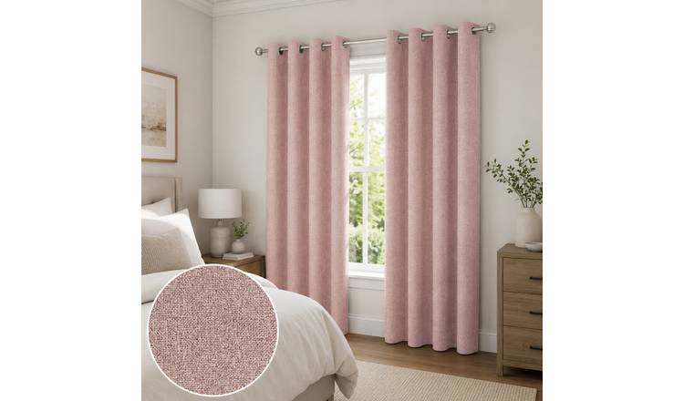 Enhanced Living Berlin Blackout Thermal Eyelet Curtains - 117 x 137cm - Blush