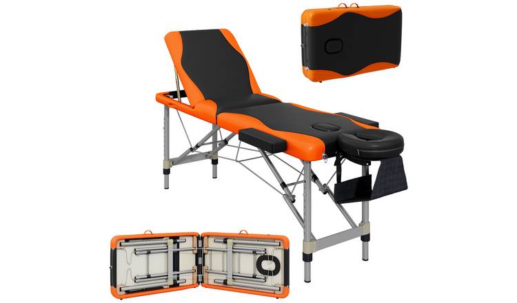 HOMCOM Aluminium Foldable Massage Portable Table 3 Section Aluminium - Orange