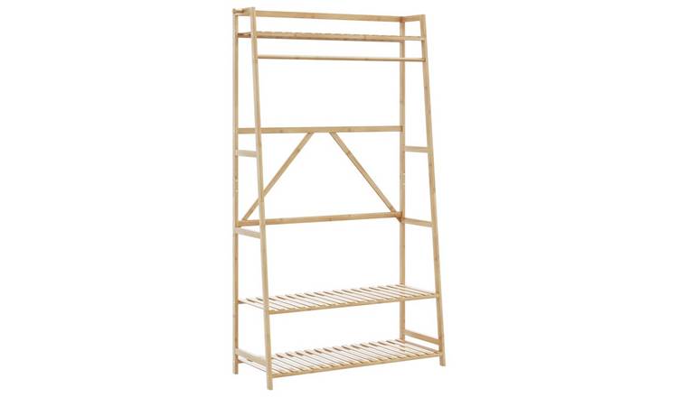 Walplus Bamboo Clothes Rack with Shelves - 110 x 40 x 180 cm
