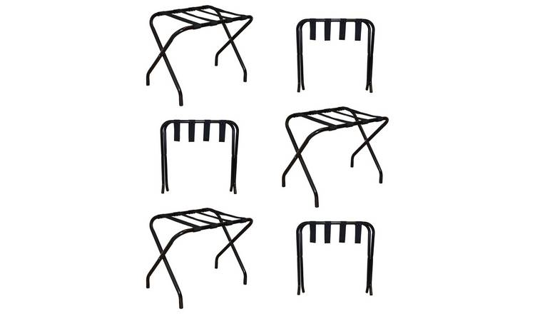 Harbour Housewares Folding Metal Luggage Racks - Black - Pack of 6