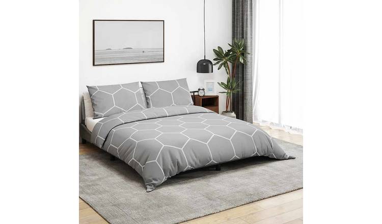 Walplus Hexagonal Pillowcase Cotton Duvet Cover Set - Grey - 200 x 220 cm