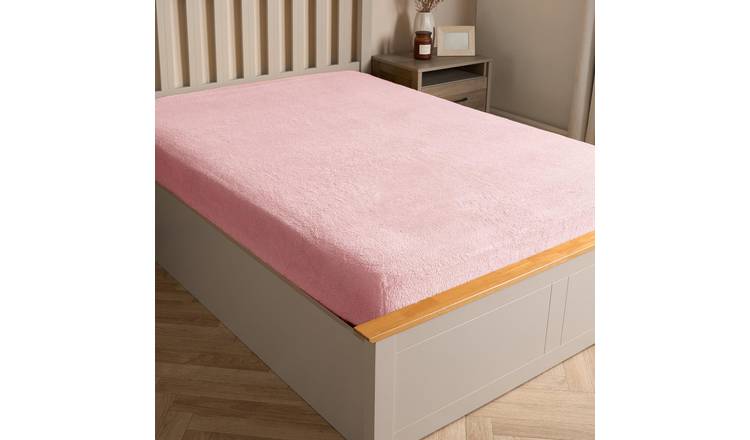 OHS Teddy Fleece Thermal Fitted Bed Sheet Pink - Double