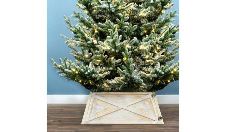 Christmas Tree World 60cm Wooden Christmas Tree Skirt - White