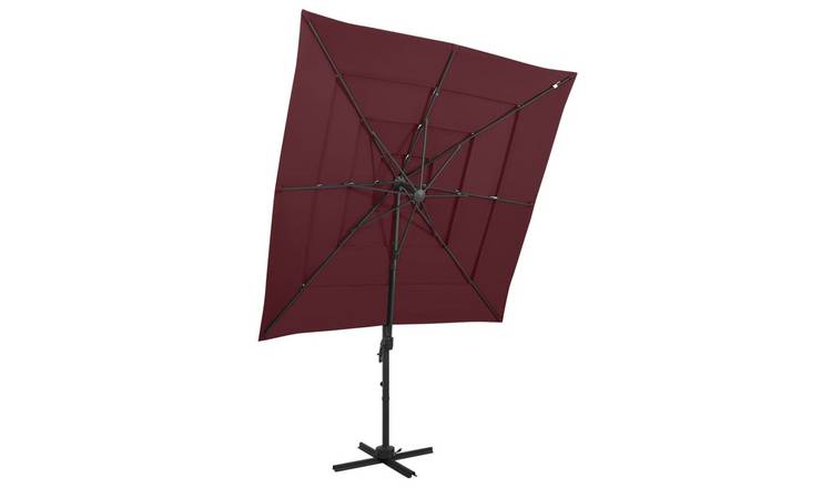 Walplus Polyester Garden Parasol - Bordeaux Red - 250 x 250 x 246 cm