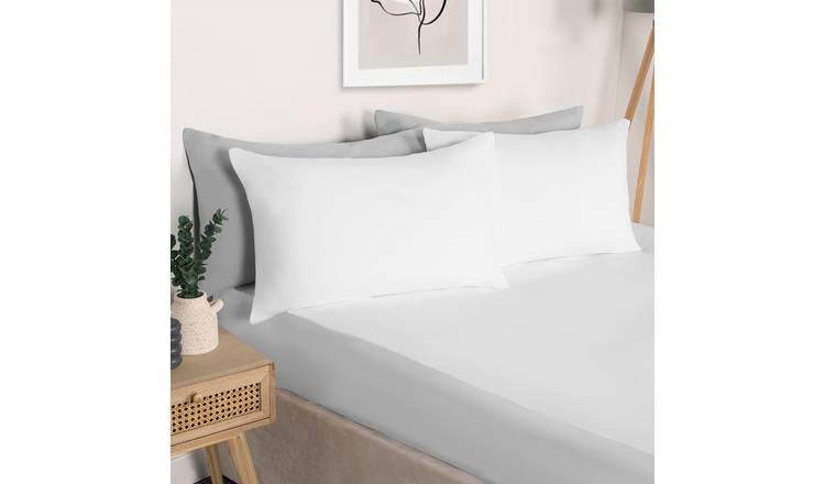 OHS Plain Dyed Microfibre Fitted Bed Sheet White - Double