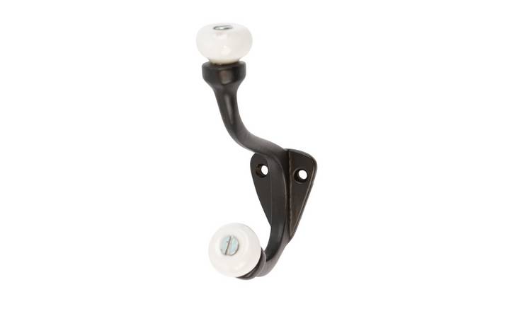 Hammer & Tongs White Ceramic Ball Hat & Coat Hook - Black