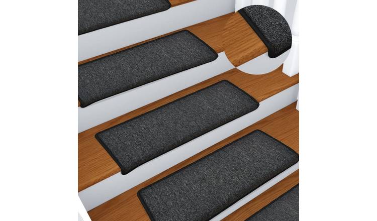 Walplus Pack of 15 Rectangular Needle-Punched Stair Mats - Anthracite - 65 x 21