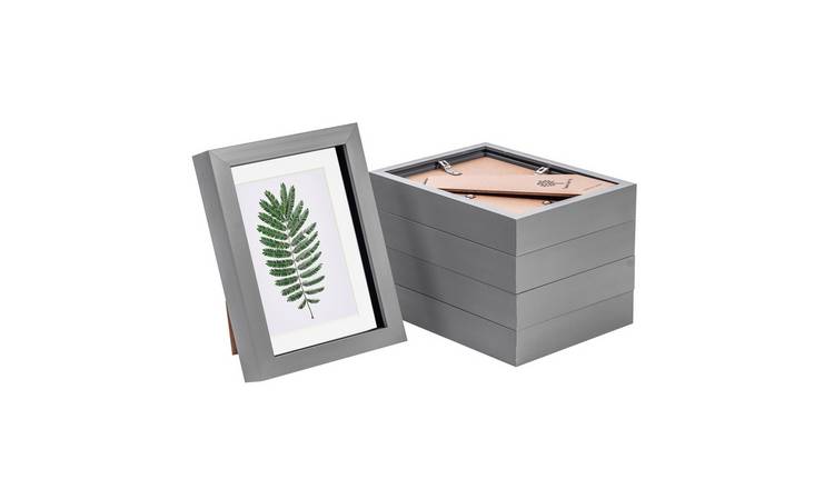 Nicola Spring 3D Box Photo Frames - 5 x 7" with Mount - Set of 5 - Grey