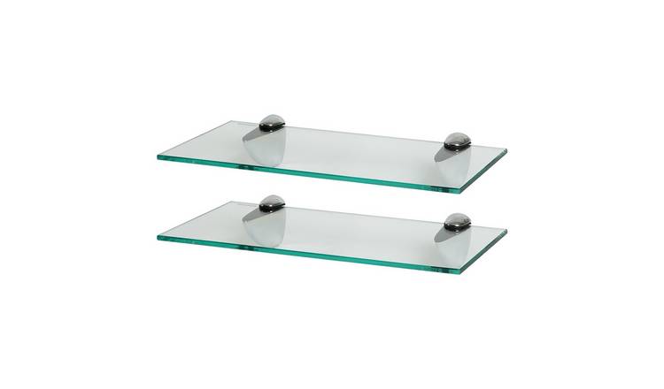 Harbour Housewares Floating Glass Wall Shelves - Clear - Pack of 2