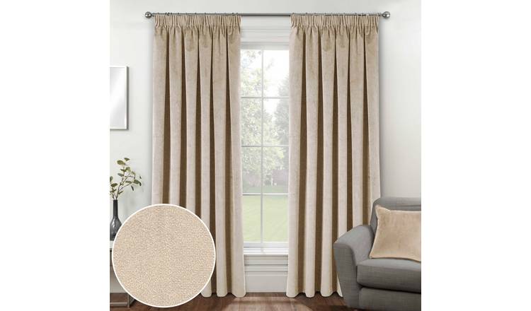 Enhanced Living Oxford Pencil Pleat Blackout Curtains - 117 x 183cm - Cream