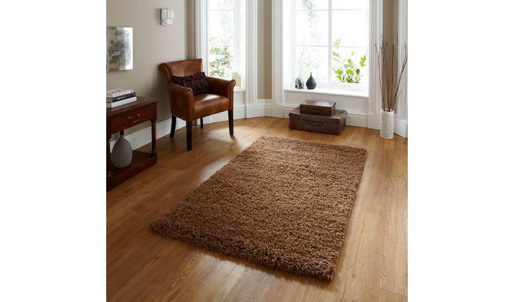 Mega Flooring Beige Shaggy Plain Rug - 133 x 133cm