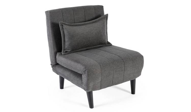 Furniture Online Harper 1 Seater Folding Clic Clac Fabric Sofa Bed - Charcoal