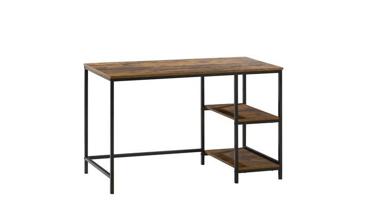 Vida Designs Brooklyn Desk with 2 Shelves - Dark Wood