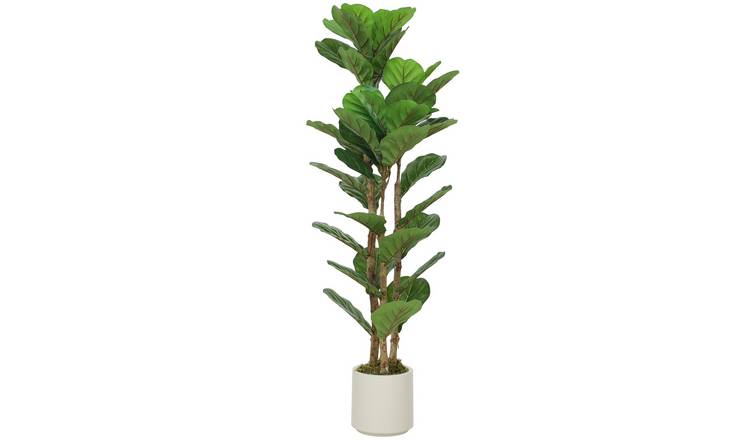 HOMCOM 120cm 45 Leaves Artificial Fiddle Leaf Fig Tree - Green