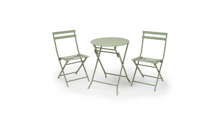 Vonhaus Ravello Folding Metal Garden Bistro Set - Sage Green