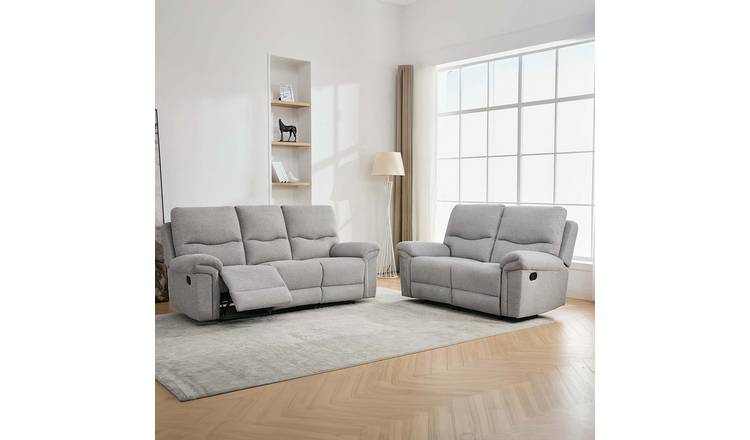 Furniture Online Fosse Manual Recliner 2 + 3 Seater Sofa Set - Dark Grey