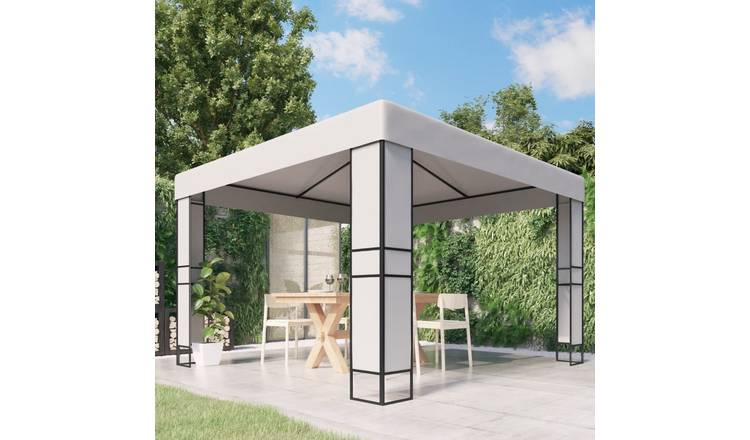 Walplus 3 x 3 m Garden Gazebo with Double Roof - White