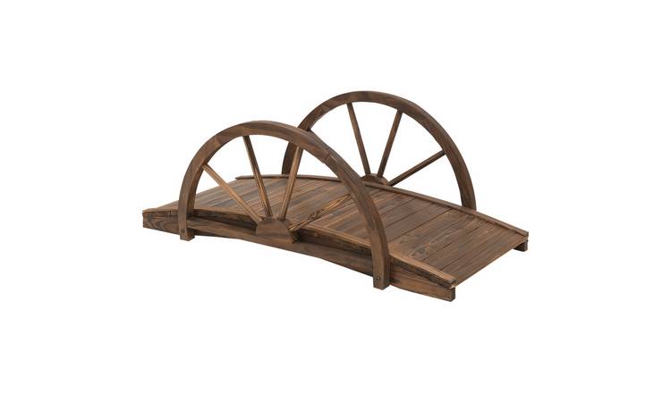 Outsunny Fir Wood Garden Bridge - Carbonised