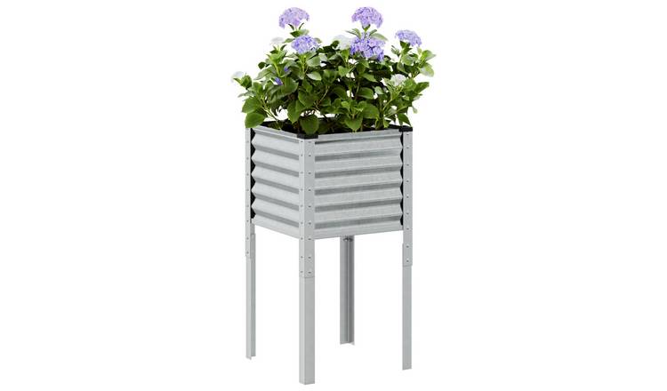 Walplus Galvanised Steel Garden Planter - 45 x 45 x 88 cm