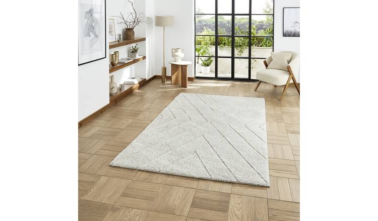 Mega Flooring Silver Shaggy Geometric Rug - 120 x 170cm