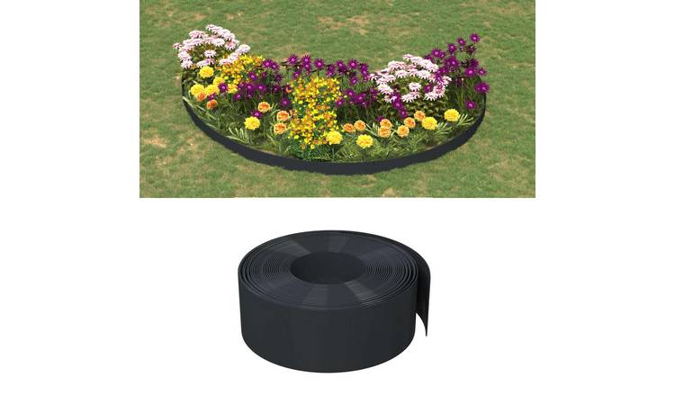Walplus Pack of 5 Polyethylene Garden Edgings - Black - 1000 x 20 cm