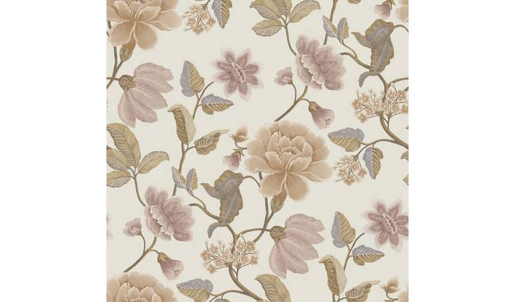 Grandeco Celica Camellia Bloom Floral Trail Textured Wallpaper - Blush Beige