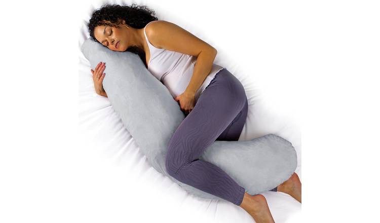 Aamira L Shape Memory Foam Pregnancy Pillow 145cm - Light Grey