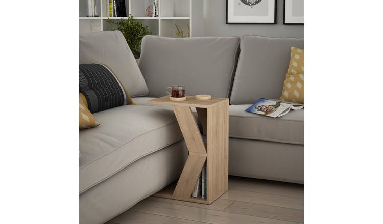 Decortie Naze Melamine Particleboard C-Shape Side Table - Oak