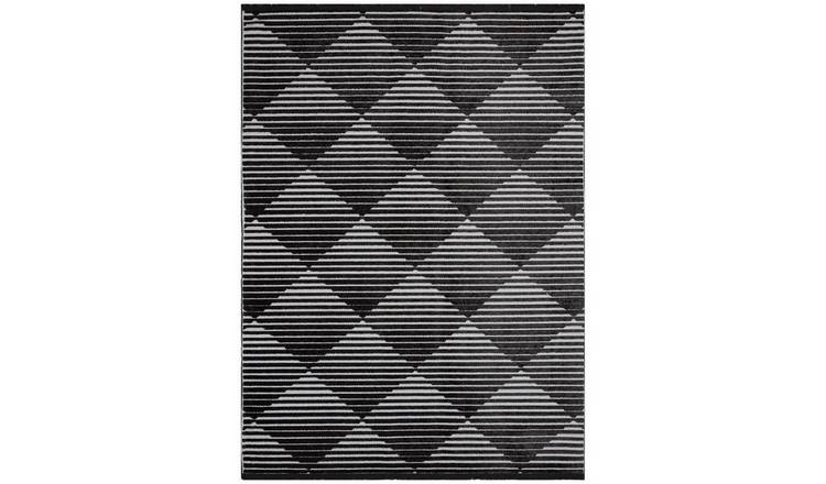 Mega Flooring Black Modern Geometric Rug - 160 x 220cm