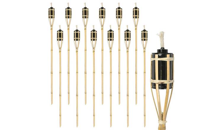 Harbour Housewares Bamboo Garden Torches - 113cm - Natural - Pack of 12