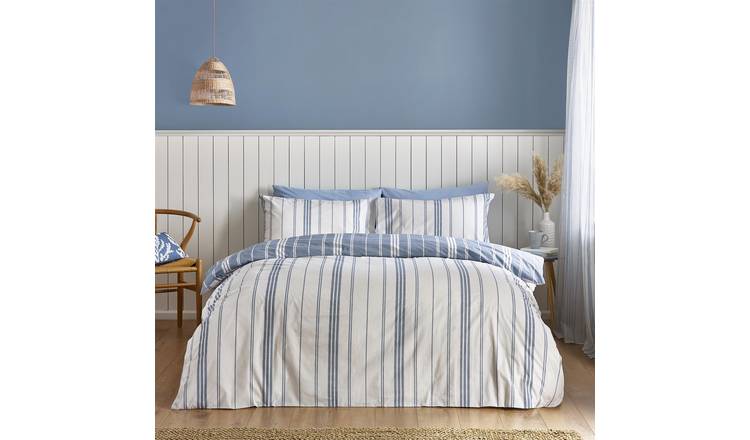 Catherine Lansfield Harbour Stripe Duvet Cover Set - Double - Blue