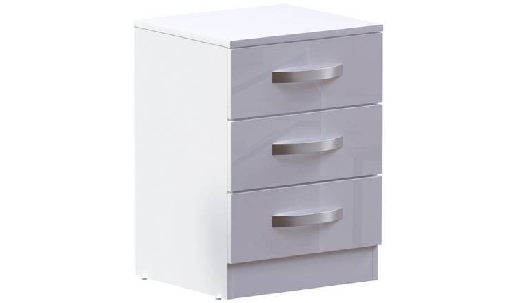 Vida Designs Hulio 3 Drawer Bedside Cabinet - White
