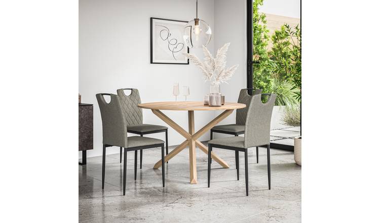 Furniture Online Malvern Monza Oak Table Dining Table & 4 Grey Chairs