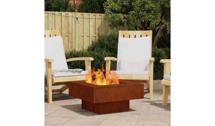 Walplus T Shaped Steel Fire Pit Weathering - Brown - 60 x 60 x 30 cm