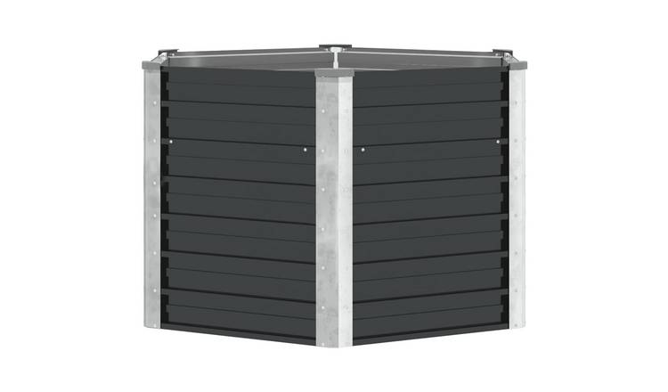 Walplus Galvanised Steel Raised Garden Bed - Anthracite - 129 x 129 x 77 cm