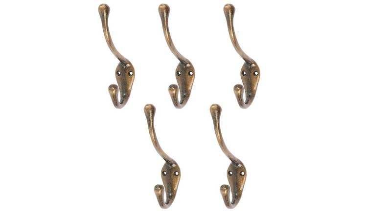 Hammer & Tongs Narrow Hat & Coat Hook - Brass - Pack of 5
