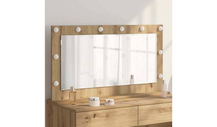 Walplus LED Rectangular Wood Vanity Mirror - Brown - 100 x 55 x 18 cm