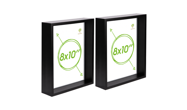 Nicola Spring 3D Deep Box Photo Frames 8" x 10" Set of 2 - Black