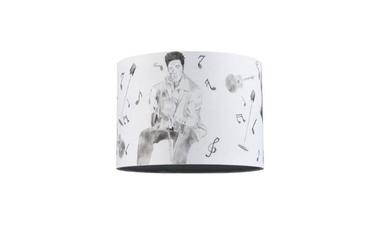 Happy Homewares Grey Elvis Presley Linen with Famous Poses Lampshade - 25cm