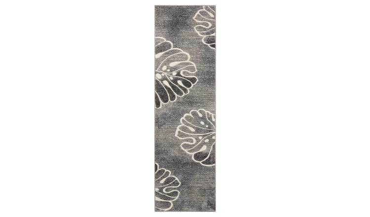 Mega Flooring Grey Modern Floral Rug - 66 x 229cm