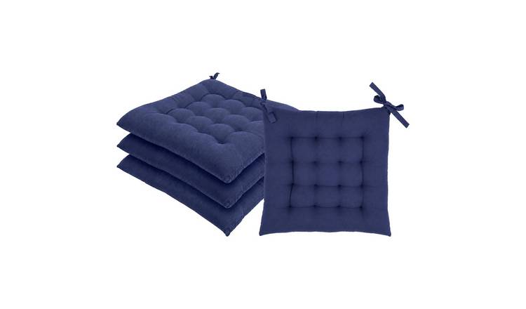 Harbour Housewares Square Seat Pads - 40 x 40 x 5cm - Navy - Pack of 4
