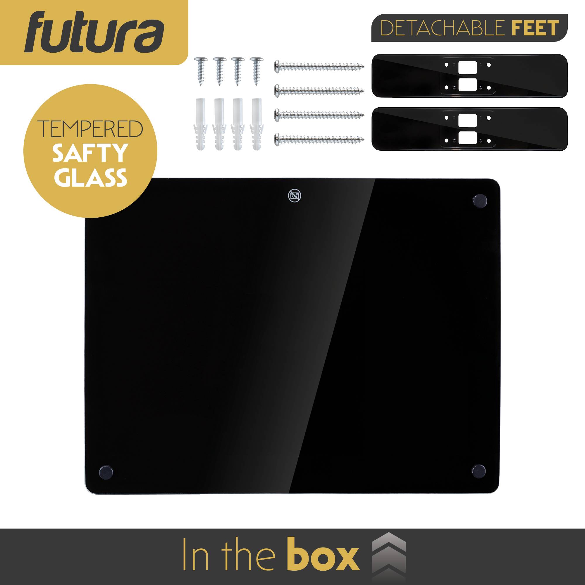 Futura 1000W Electric Panel Heater Timer & Thermostat - Black Glass - Image 4