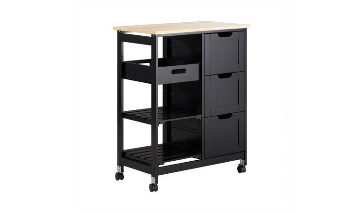 SoBuy 4 Drawer Kitchen Trolley - Black