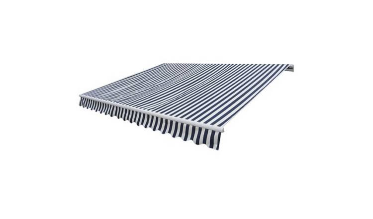 Walplus Polyester Awning - Navy Blue and White - 300 x 250 cm