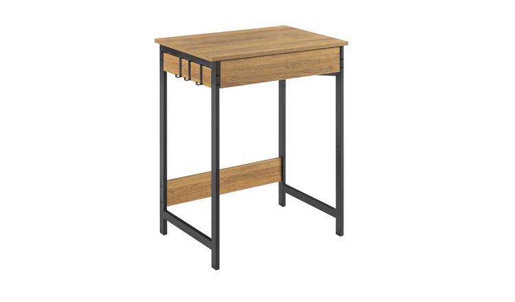 SoBuy 3 Hook 1 Drawer Compact Computer Desk - Light Oak