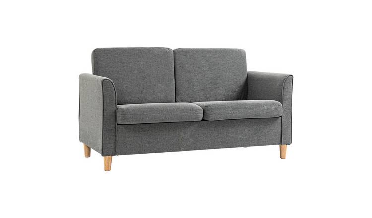 HOMCOM 2 Seater Wooden Sofa with Wood Legs and Armrest - Grey