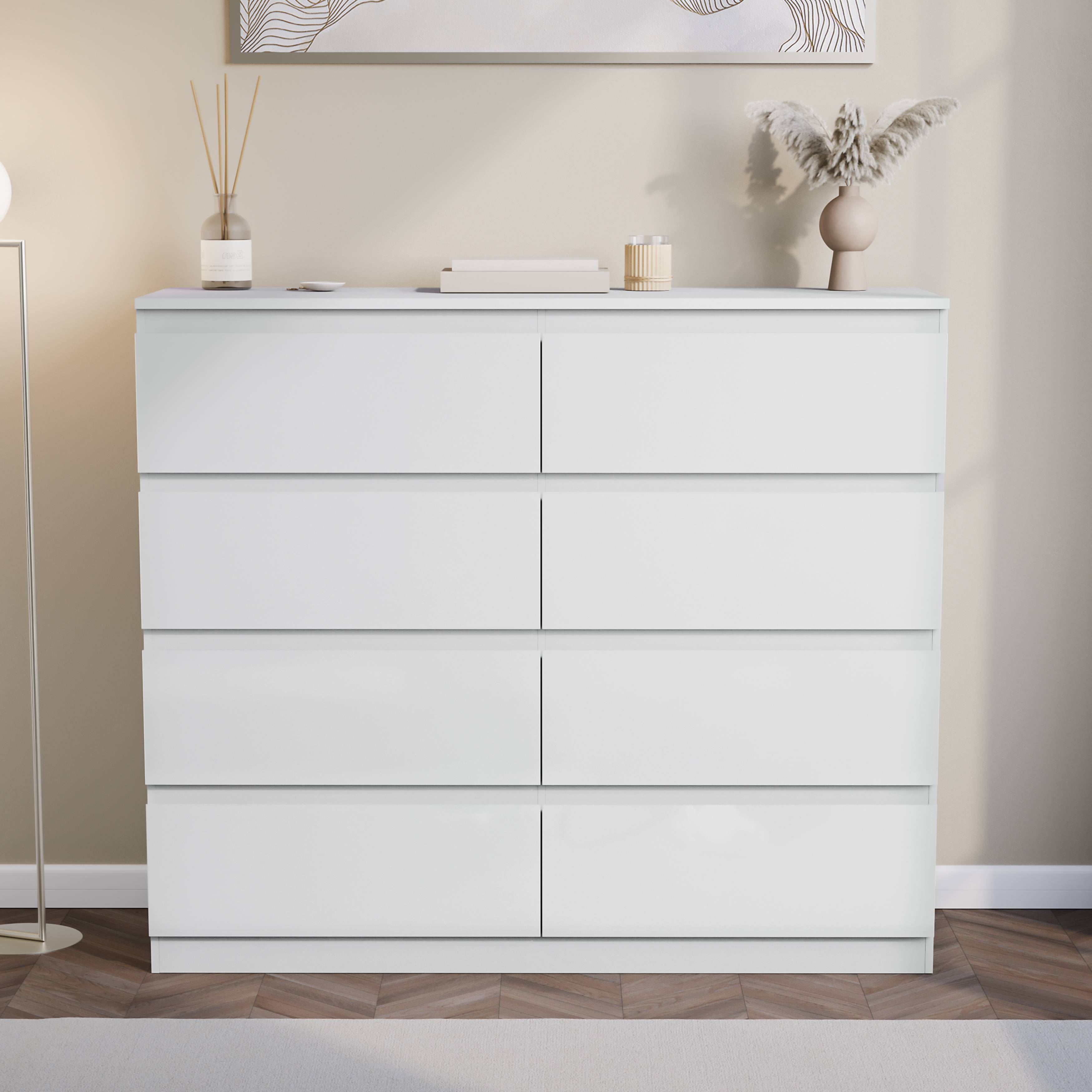 Vida Designs Glinton High Gloss 8 Drawer Chest - White - Image 2